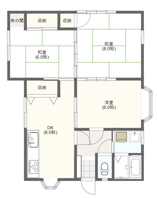 長崎市戸石町平屋住宅☆3DK☆バス停・スーパー・コンビニ徒歩圏内の良好な立地です☺小学校も徒歩3分♪